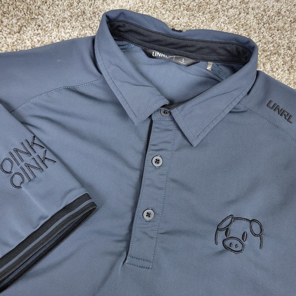 UNRL Mens Large Solid Gray Performance Stretch Golf Polo Short Sleeve